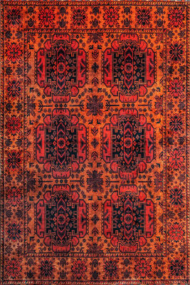 Artloop Fuga Yumuşak Dokulu Turuncu Vintage Desenli Halı KA 20 - 2