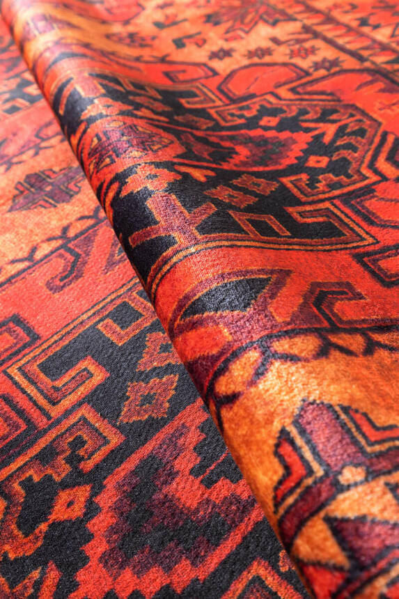 Artloop Fuga Yumuşak Dokulu Turuncu Vintage Desenli Halı KA 20 - 5