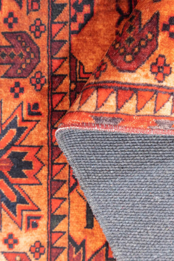 Artloop Fuga Yumuşak Dokulu Turuncu Vintage Desenli Halı KA 20 - 4
