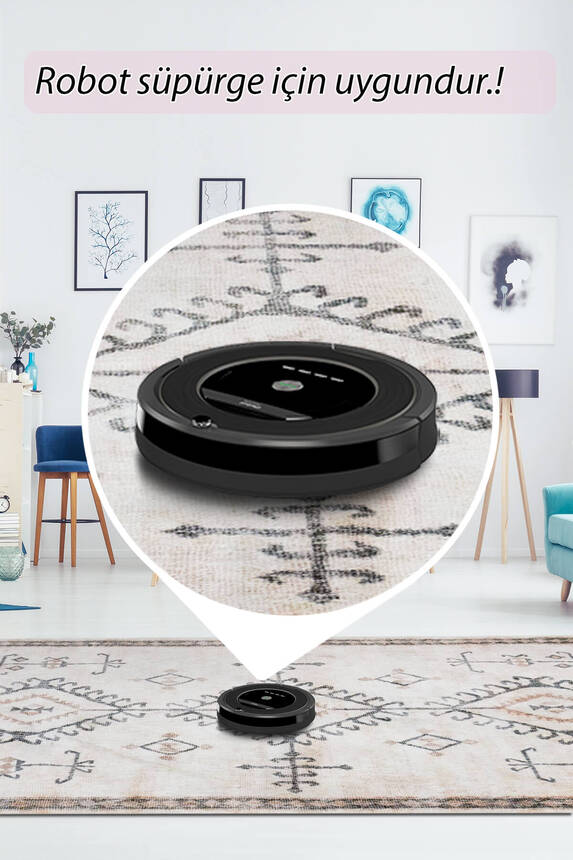 Artloop Fuga Yumuşak Dokulu Beyaz Vintage Desenli Halı KA 21 - 6