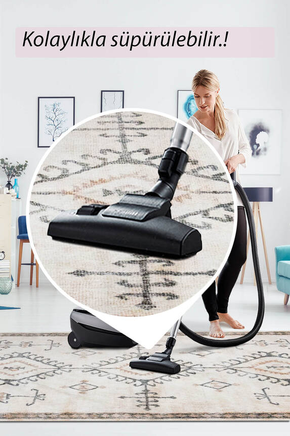 Artloop Fuga Yumuşak Dokulu Beyaz Vintage Desenli Halı KA 21 - 7