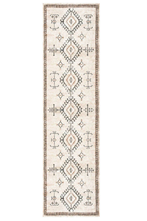 Artloop Fuga Yumuşak Dokulu Beyaz Vintage Desenli Halı KA 21 - 6