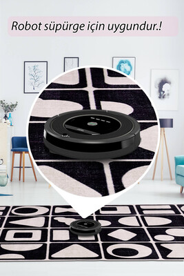 Artloop Fuga Yumuşak Dokulu Siyah/Beyaz Modern Desenli Halı KA 22 - 6
