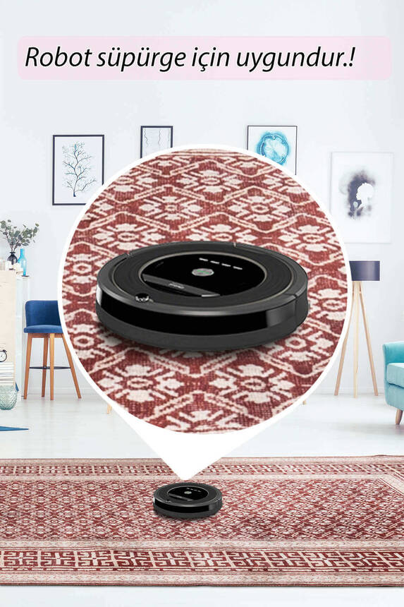 Artloop Fuga Yumuşak Dokulu Bordo Klasik Desenli Halı KA 26 - 6
