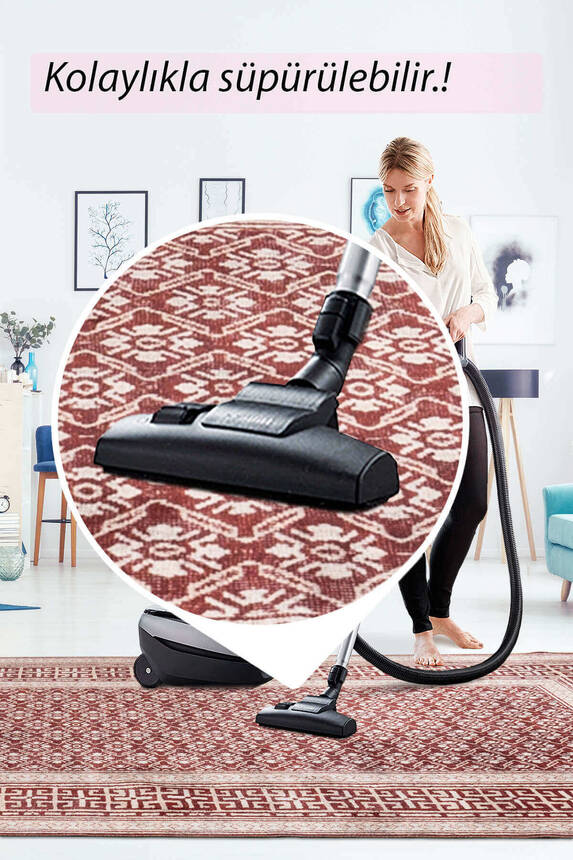 Artloop Fuga Yumuşak Dokulu Bordo Klasik Desenli Halı KA 26 - 7