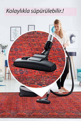 Outlet 150X150 Kare Artloop Fuga Yumuşak Dokulu Kırmızı Afgan Desenli Halı KA-29 - 8