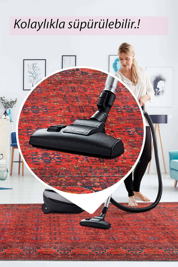 Outlet 150X150 Kare Artloop Fuga Yumuşak Dokulu Kırmızı Afgan Desenli Halı KA-29 - 8