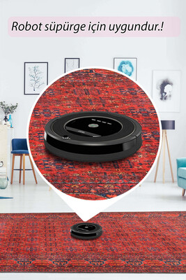 Outlet 150X150 Kare Artloop Fuga Yumuşak Dokulu Kırmızı Afgan Desenli Halı KA-29 - 7