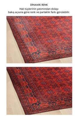 Outlet 150X150 Kare Artloop Fuga Yumuşak Dokulu Kırmızı Afgan Desenli Halı KA-29 - 5