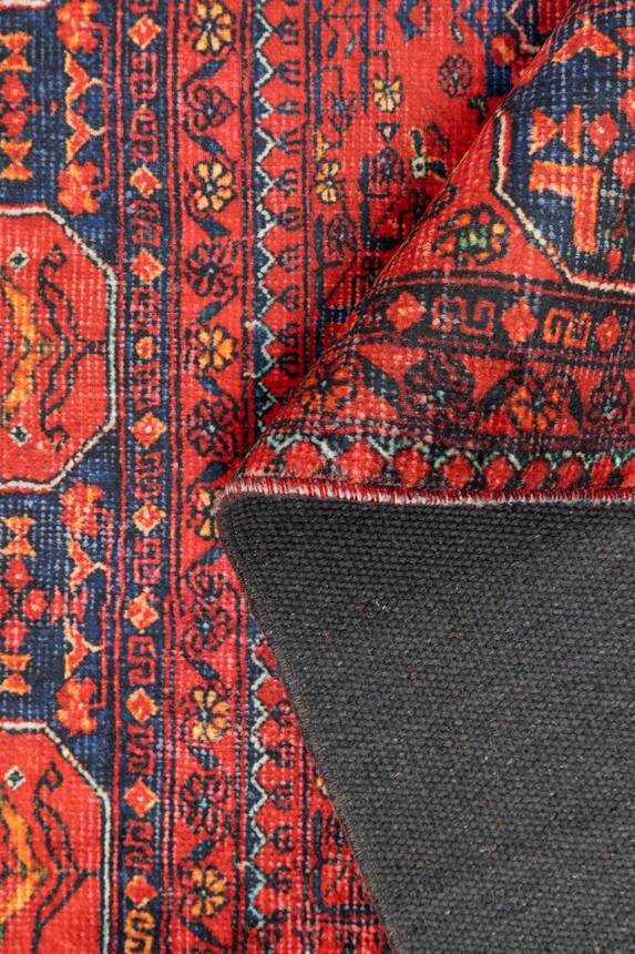 Outlet 150X150 Kare Artloop Fuga Yumuşak Dokulu Kırmızı Afgan Desenli Halı KA-29 - 3