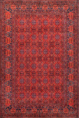 Outlet 150X150 Kare Artloop Fuga Yumuşak Dokulu Kırmızı Afgan Desenli Halı KA-29 - 2