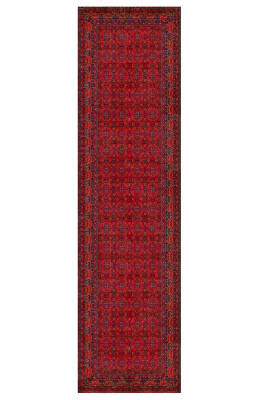 Outlet 150X150 Kare Artloop Fuga Yumuşak Dokulu Kırmızı Afgan Desenli Halı KA-29 - 6