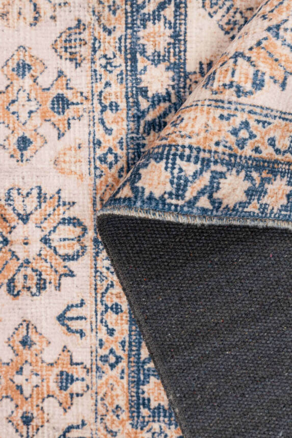 Artloop Fuga Yumuşak Dokulu Bej/Mavi Vintage Desenli Halı KA 30 - 4