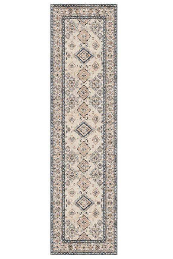 Artloop Fuga Yumuşak Dokulu Bej/Mavi Vintage Desenli Halı KA 30 - 6