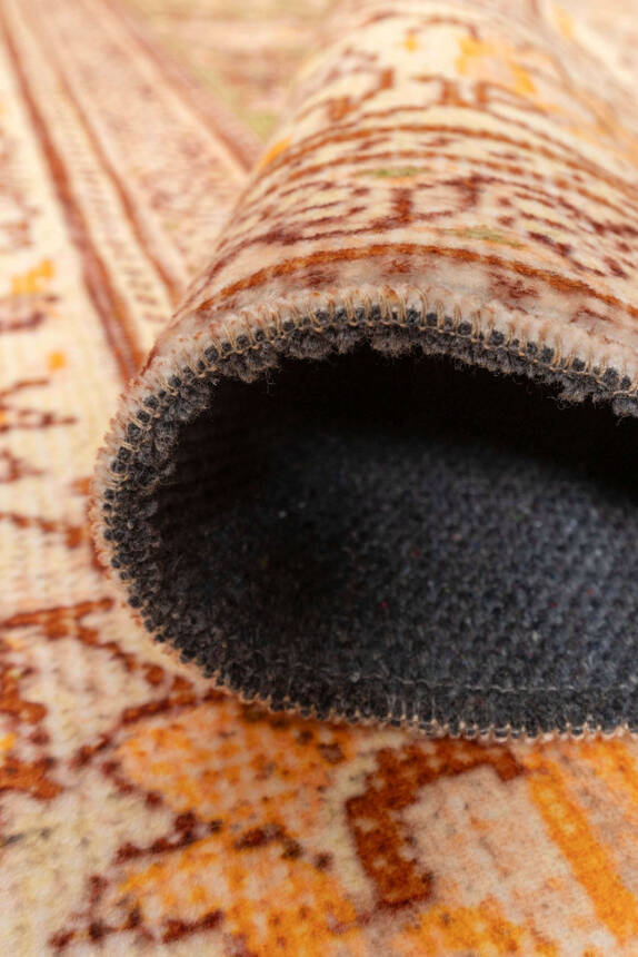 Artloop Fuga Yumuşak Dokulu Sarı Vintage Desenli Halı KA 31 - 3