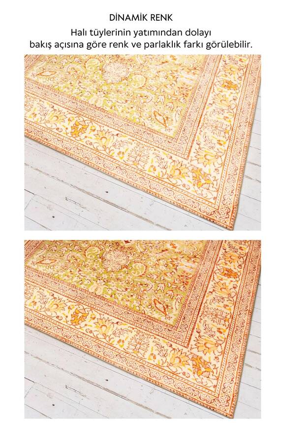 Artloop Fuga Yumuşak Dokulu Sarı Vintage Desenli Halı KA 31 - 5