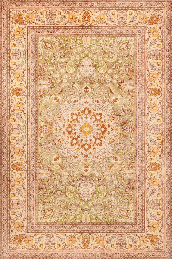 Artloop Fuga Yumuşak Dokulu Sarı Vintage Desenli Halı KA 31 - 2