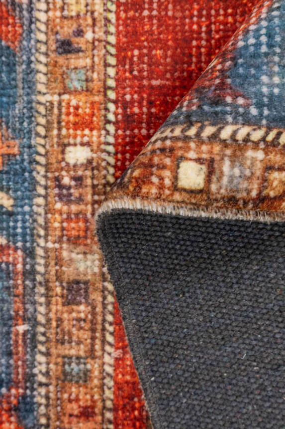 Artloop Fuga Yumuşak Dokulu Kırmızı Vintage Desenli Halı KA 34 - 3