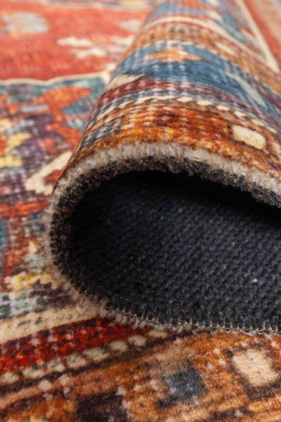 Artloop Fuga Yumuşak Dokulu Kırmızı Vintage Desenli Halı KA 34 - 4