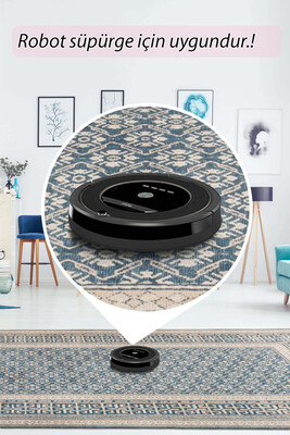 Artloop Fuga Yumuşak Dokulu Mavi Klasik Desenli Halı KA 35 - 6