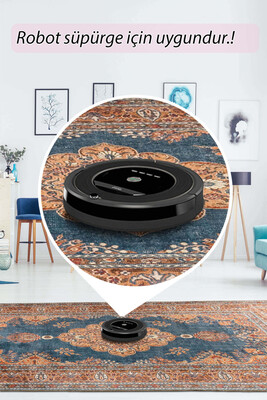 Artloop Fuga Yumuşak Dokulu Lacivert/ Kahverengi Klasik Desenli Halı KA 37 - 6