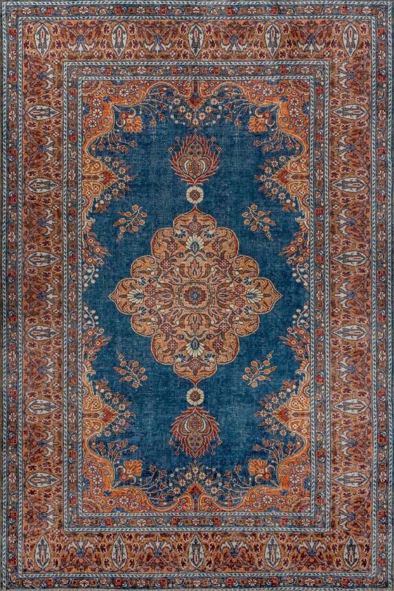 Artloop Fuga Yumuşak Dokulu Lacivert/ Kahverengi Klasik Desenli Halı KA 37 - 2