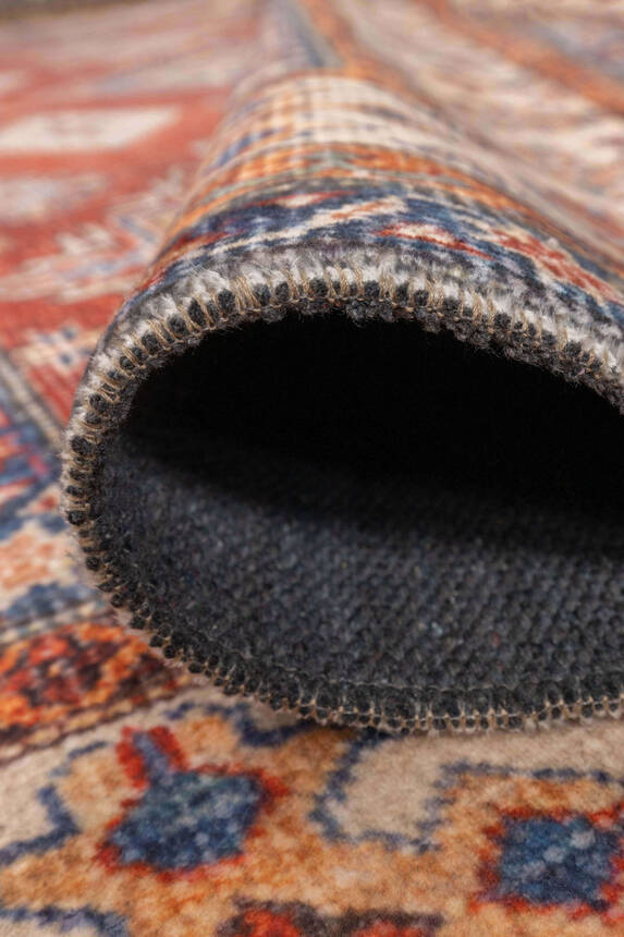 Artloop Fuga Yumuşak Dokulu Kırmızı Vintage Desenli Halı KA 38 - 4