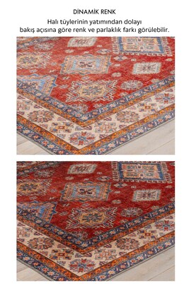 Artloop Fuga Yumuşak Dokulu Kırmızı Vintage Desenli Halı KA 38 - 5