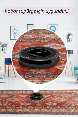 Artloop Fuga Yumuşak Dokulu Kırmızı Vintage Desenli Halı KA 38 - 6