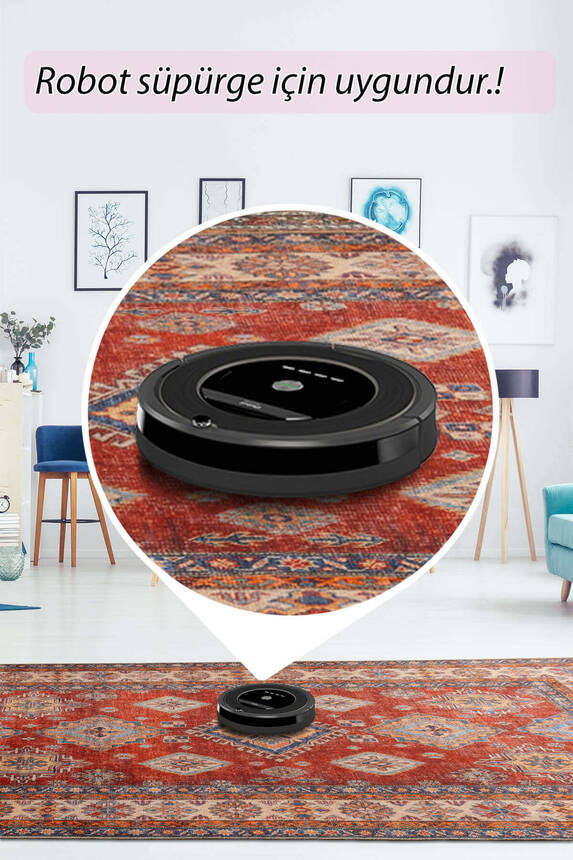 Artloop Fuga Yumuşak Dokulu Kırmızı Vintage Desenli Halı KA 38 - 6
