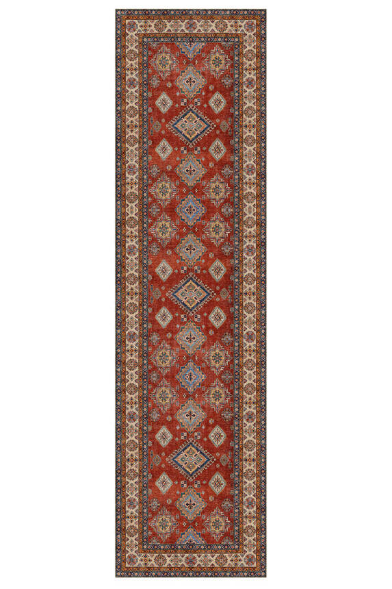 Artloop Fuga Yumuşak Dokulu Kırmızı Vintage Desenli Halı KA 38 - 6