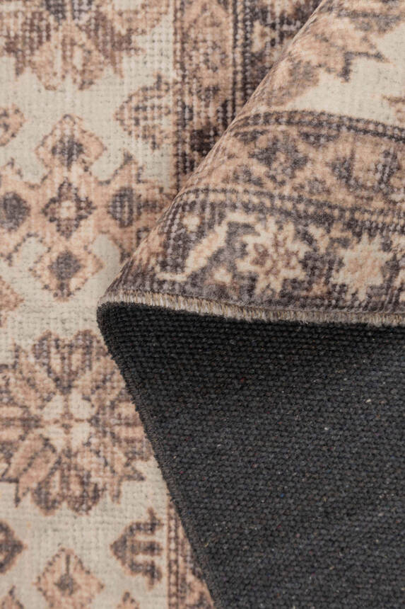 Artloop Fuga Yumuşak Dokulu Kahverengi Vintage Desenli Halı KA 39 - 3