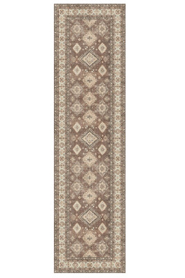 Artloop Fuga Yumuşak Dokulu Kahverengi Vintage Desenli Halı KA 39 - 6