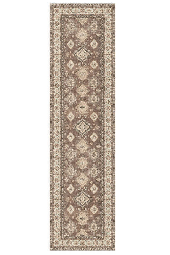Artloop Fuga Yumuşak Dokulu Kahverengi Vintage Desenli Halı KA 39 - 6
