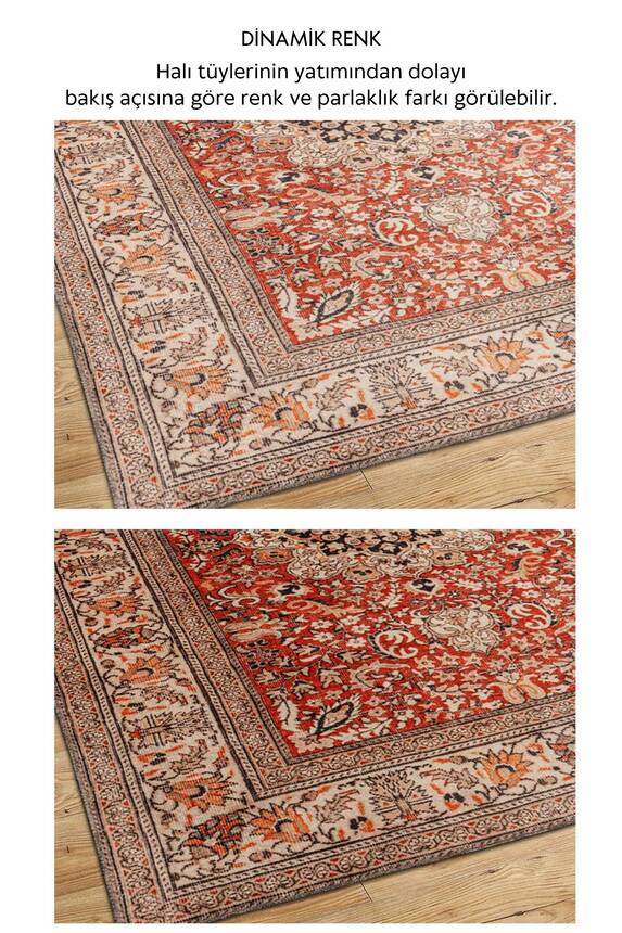 Artloop Fuga Yumuşak Dokulu Kırmızı Vintage Desenli Halı KA 40 - 5