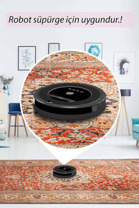 Artloop Fuga Yumuşak Dokulu Kırmızı Vintage Desenli Halı KA 40 - 6