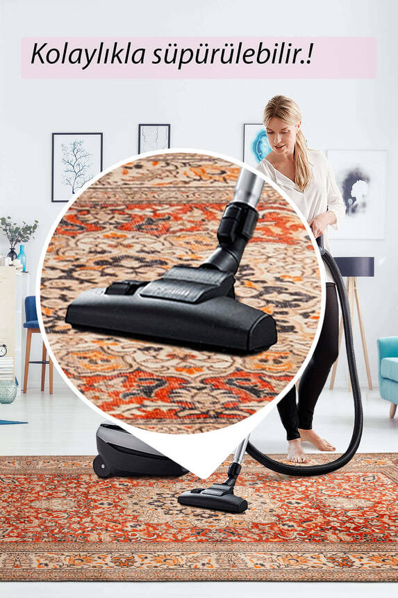 Artloop Fuga Yumuşak Dokulu Kırmızı Vintage Desenli Halı KA 40 - 7