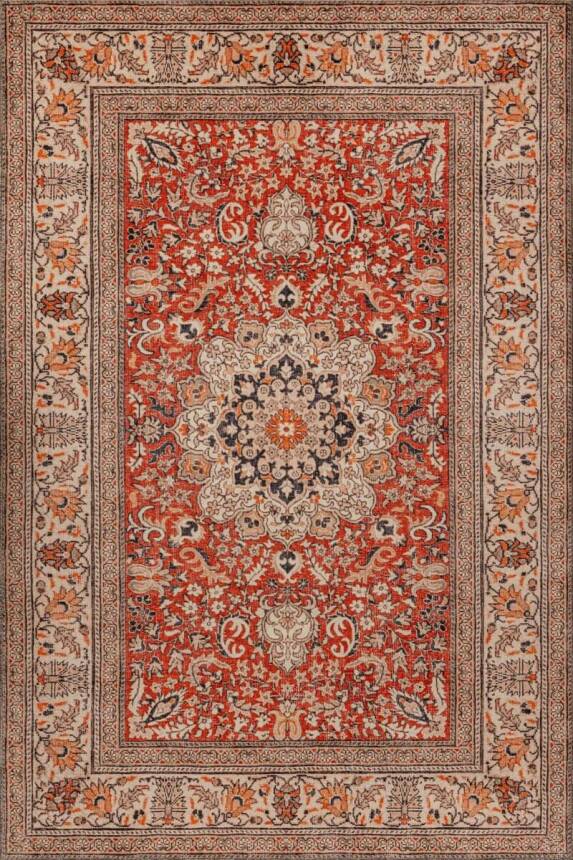 Artloop Fuga Yumuşak Dokulu Kırmızı Vintage Desenli Halı KA 40 - 2