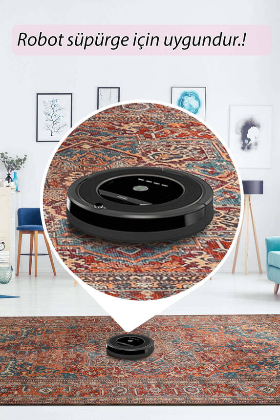 Artloop Fuga Yumuşak Dokulu Çok Renkli Vintage Desenli Halı KA 41 - 6
