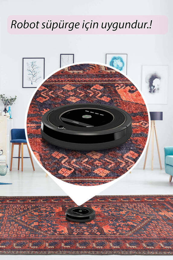 Artloop Fuga Yumuşak Dokulu Bordo Etnik Desenli Halı KA 44 - 6