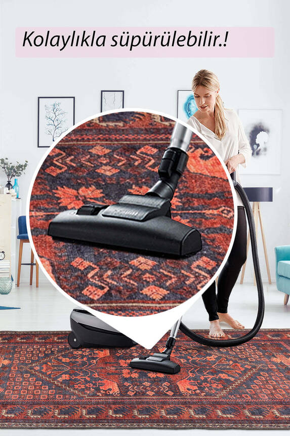 Artloop Fuga Yumuşak Dokulu Bordo Etnik Desenli Halı KA 44 - 7