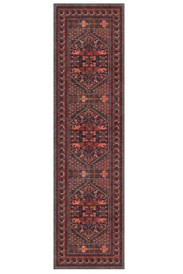 Artloop Fuga Yumuşak Dokulu Bordo Etnik Desenli Halı KA 44 - 6