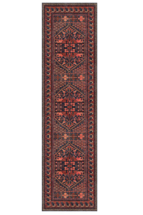 Artloop Fuga Yumuşak Dokulu Bordo Etnik Desenli Halı KA 44 - 6