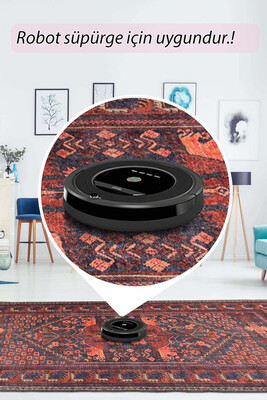 Artloop Fuga Yumuşak Dokulu Bordo Etnik Desenli Halı KA 44 - 6