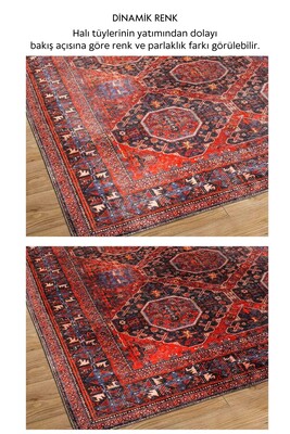 Artloop Fuga Yumuşak Dokulu Kırmızı Vintage Desenli Halı KA 45 - 5