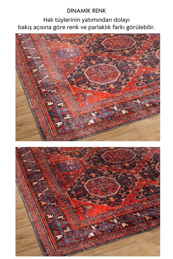 Artloop Fuga Yumuşak Dokulu Kırmızı Vintage Desenli Halı KA 45 - 5