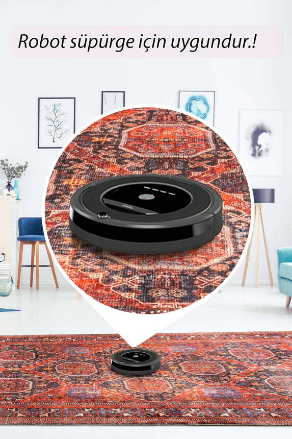 Artloop Fuga Yumuşak Dokulu Kırmızı Vintage Desenli Halı KA 45 - 6