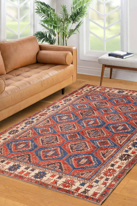 Artloop Fuga Yumuşak Dokulu Çok Renkli Vintage Desenli Halı KA 46 - 1