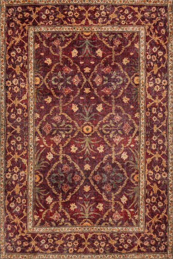 Artloop Fuga Yumuşak Dokulu Bordo Vintage Desenli Halı KA 48 - 2