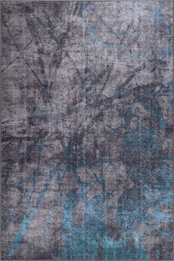 Fusion Modern Dokuma Taban Dekoratif Gri / Mavi Halı AL 419 - 2